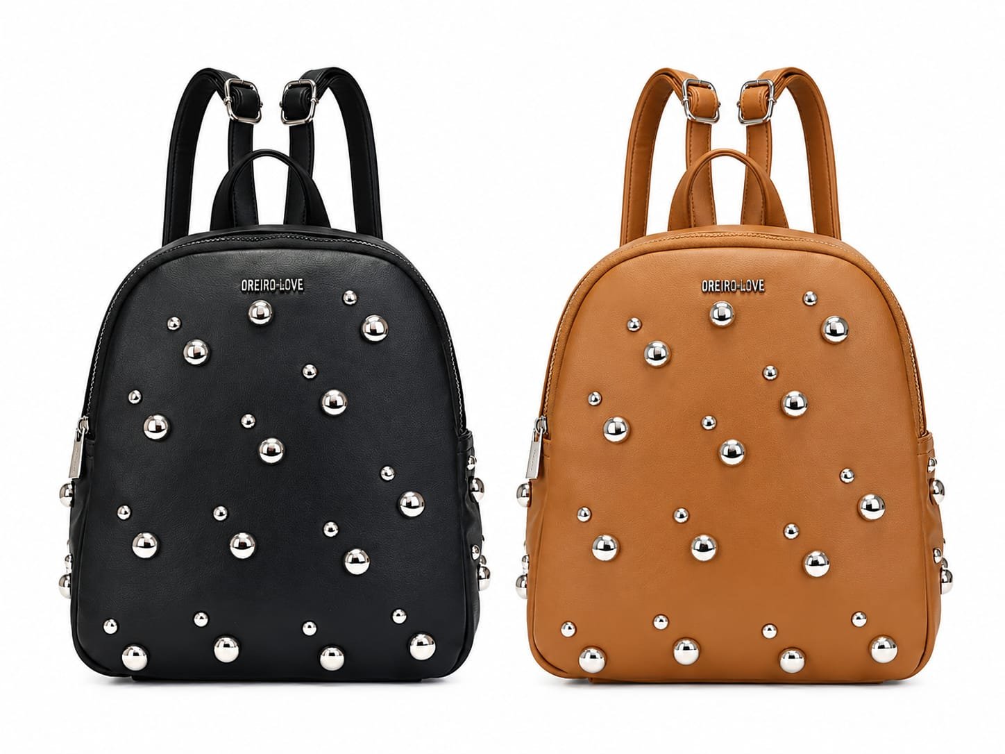 LAS OREIRO MOCHILA 29593 ECO CUERO C/ CIERRE Y TACHAS BOLSILLOS LATERALES